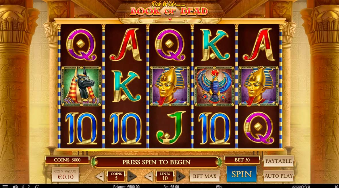 Play'n GO Book of Dead slot game screen