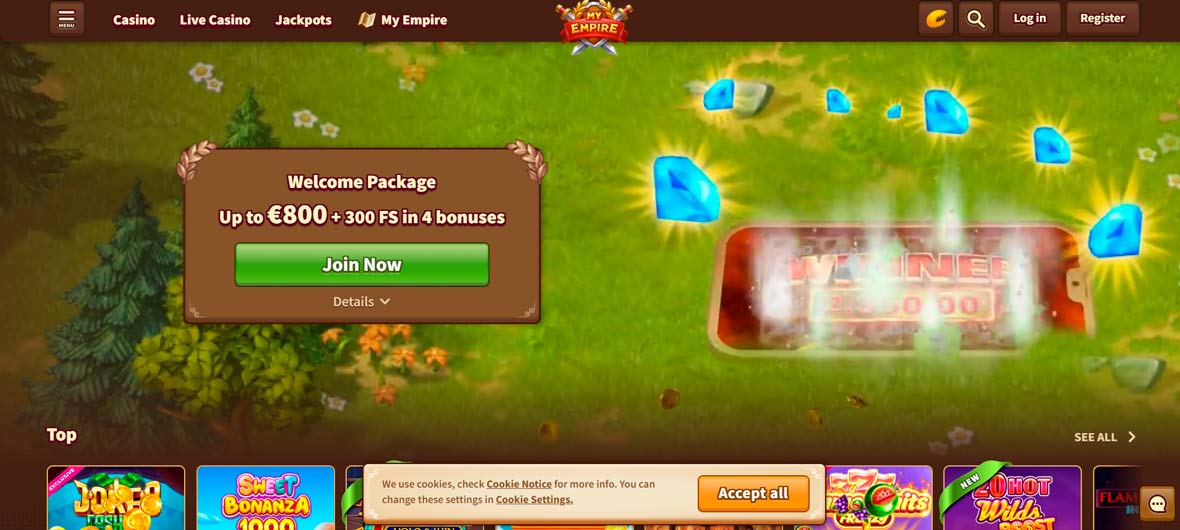 MyEmpire Casino fantastic welcome offer